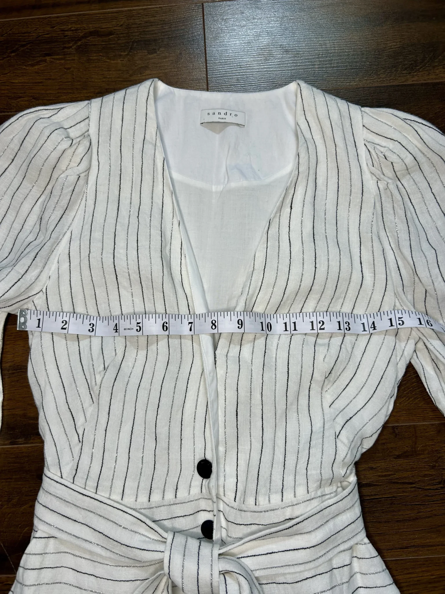 Image for Robe à rayures métalliques avec ceinture