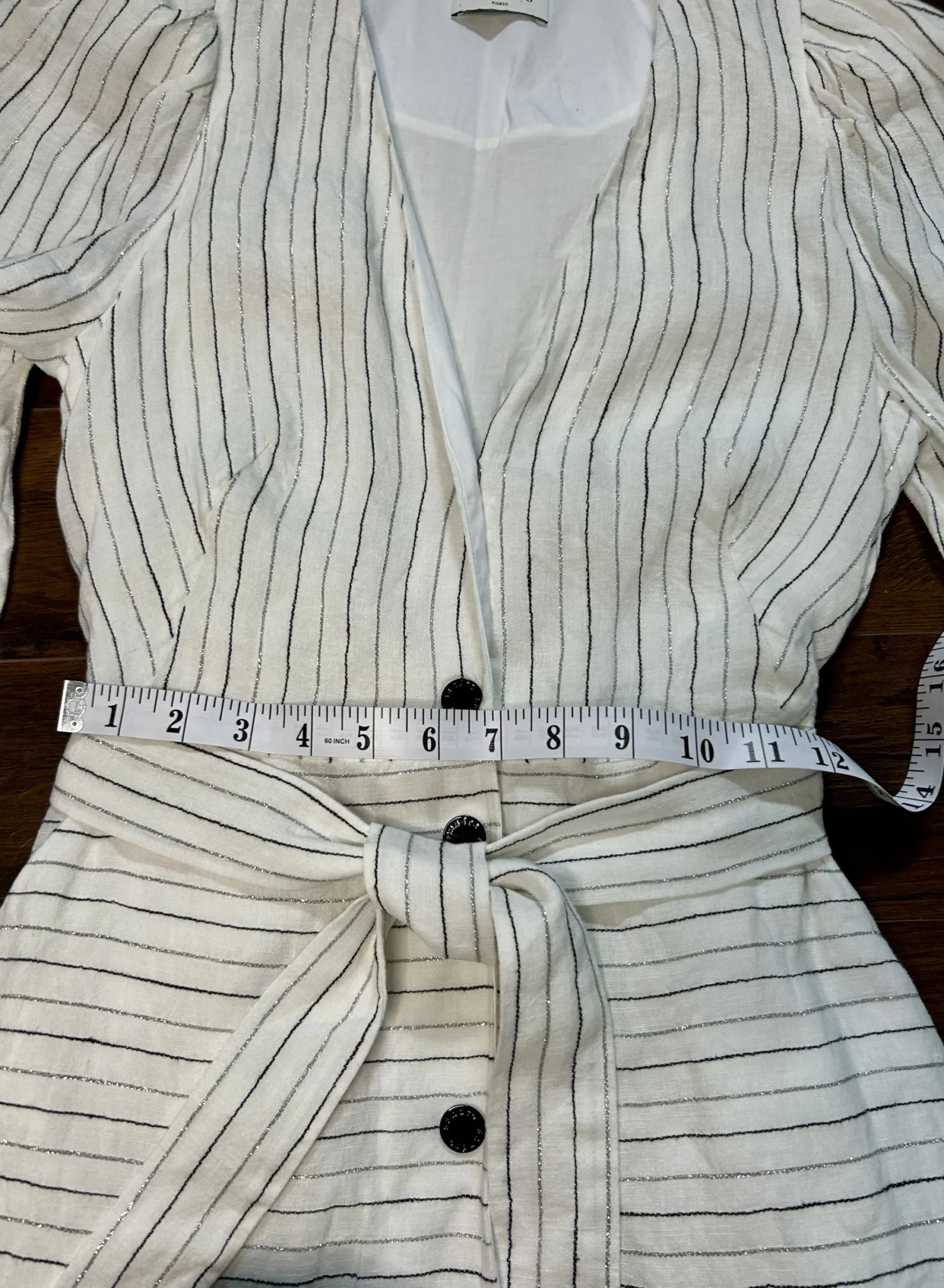 Image for Robe à rayures métalliques avec ceinture