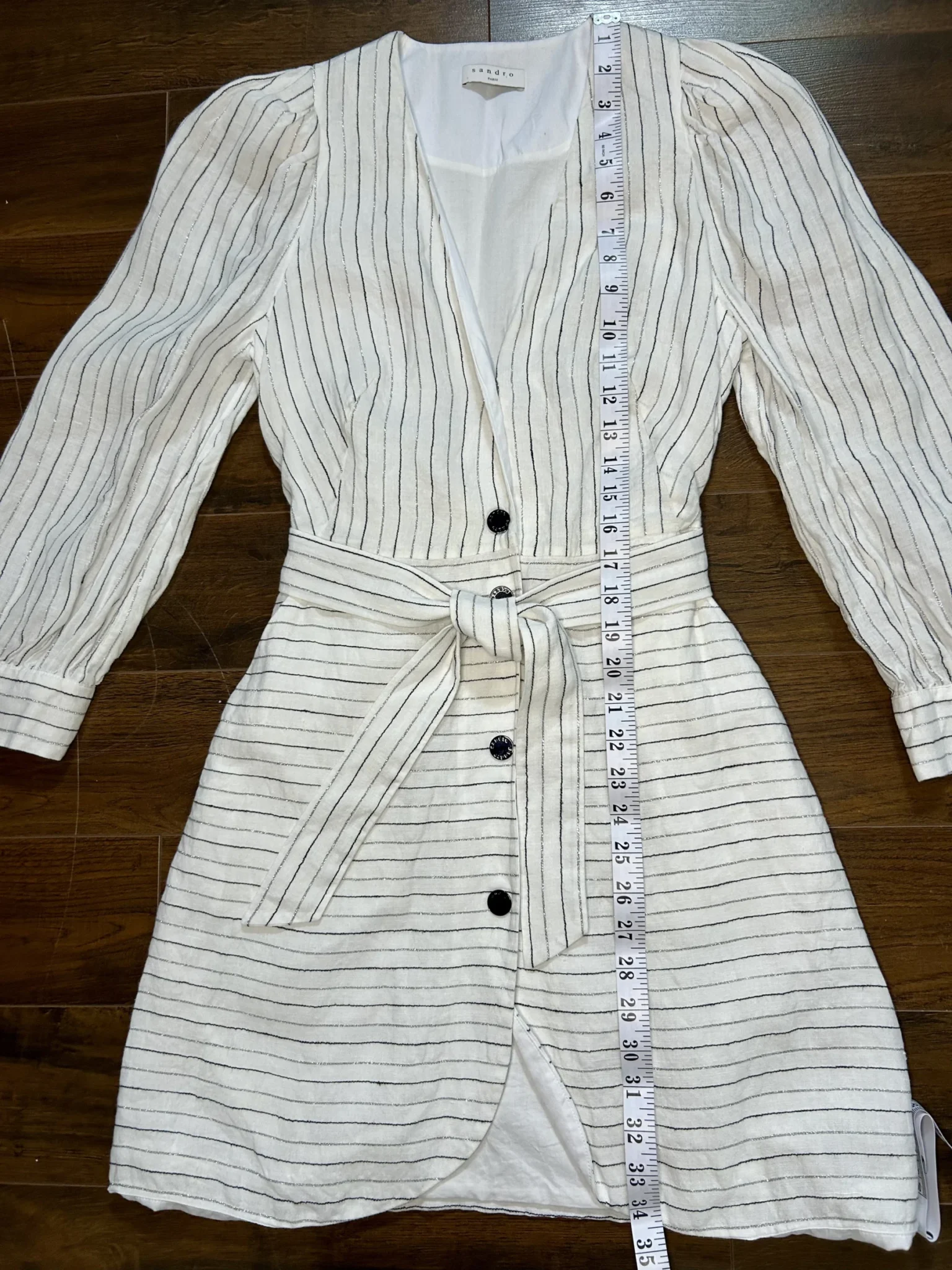 Image for Robe à rayures métalliques avec ceinture