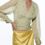 Featured thumbnail for Zara blouse size L floral pattern blue and yellow