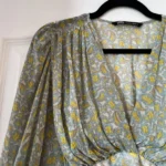 Thumbnail for Zara blouse size L floral pattern blue and yellow