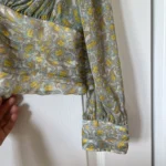 Thumbnail for Zara blouse size L floral pattern blue and yellow