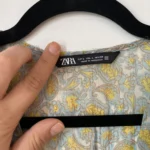 Thumbnail for Zara blouse size L floral pattern blue and yellow
