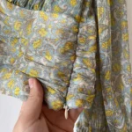 Thumbnail for Zara blouse size L floral pattern blue and yellow