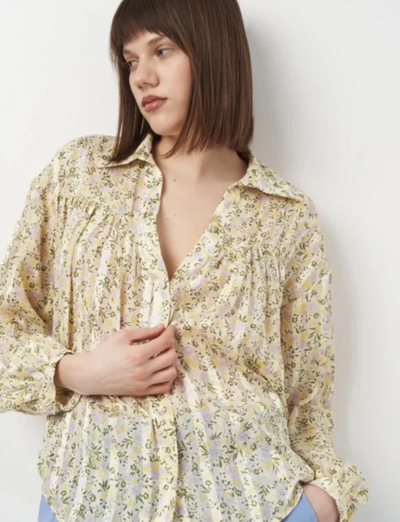Featured image for Chemise fleurie Zara taille S jaune et vert