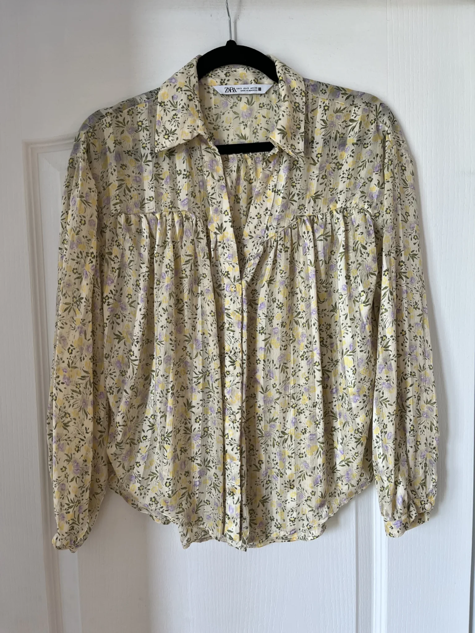 Image for Chemise fleurie Zara taille S jaune et vert
