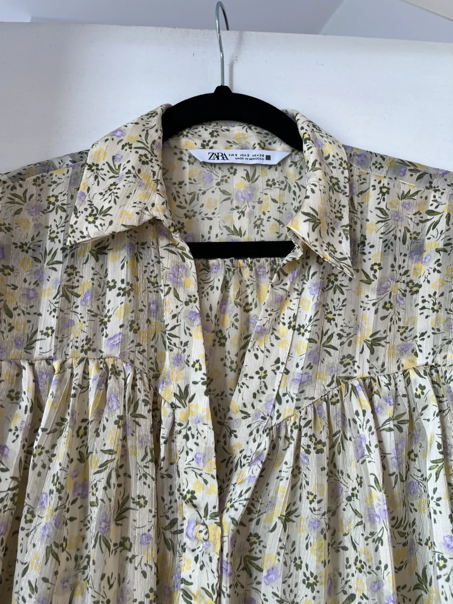 Image for Chemise fleurie Zara taille S jaune et vert