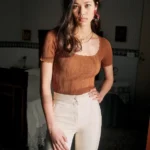Thumbnail for Sézane knitwear model Anil size S colour coffee