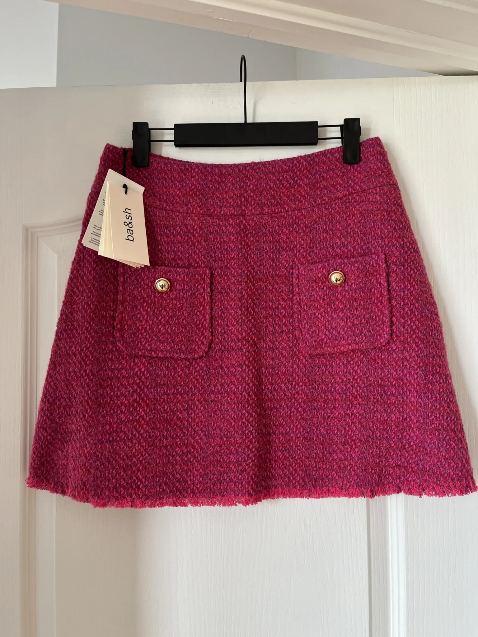 Featured image for Jupe Bash rose en tweed en taille 40 neuf