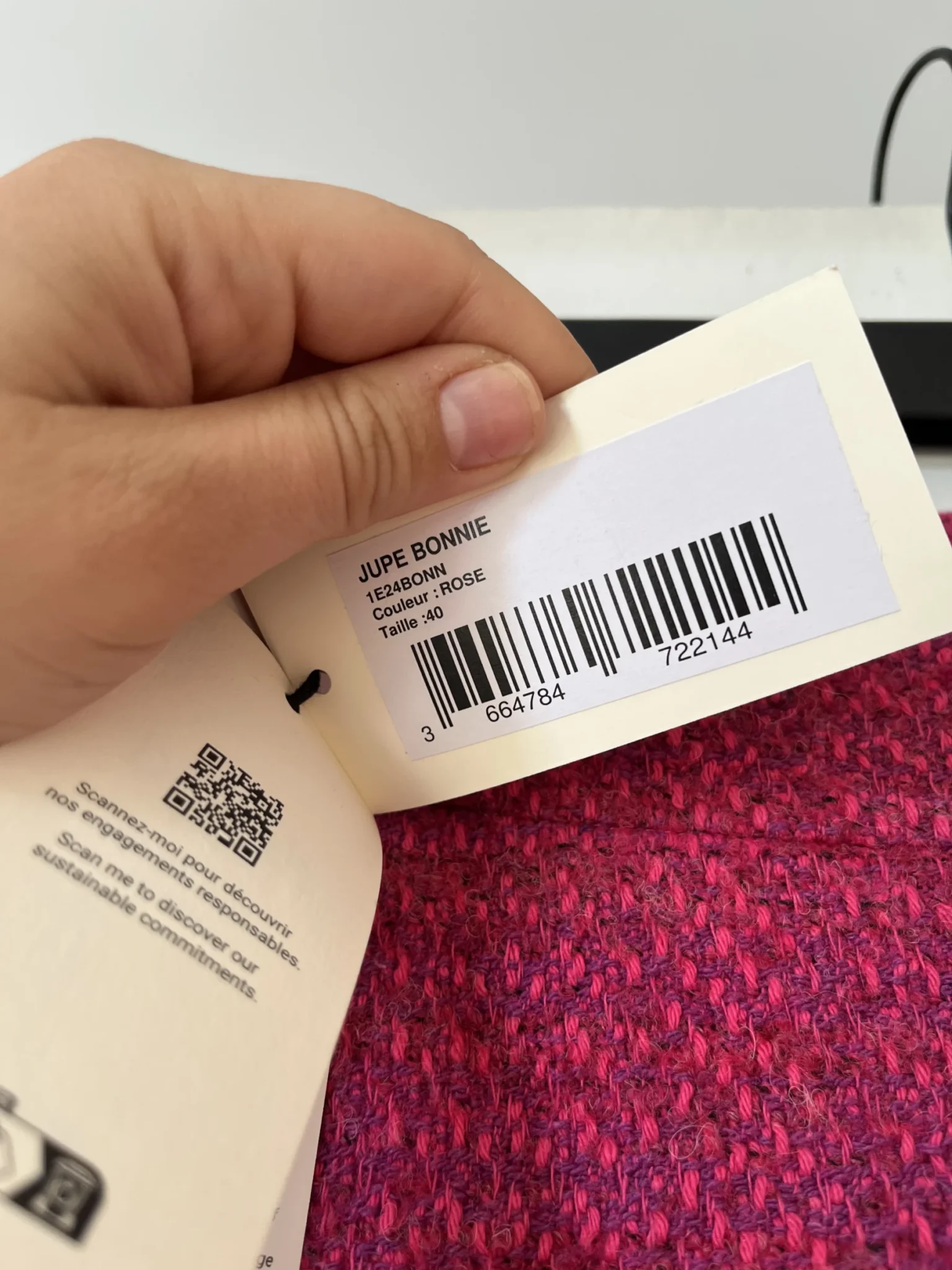 Image for Jupe Bash rose en tweed en taille 40 neuf