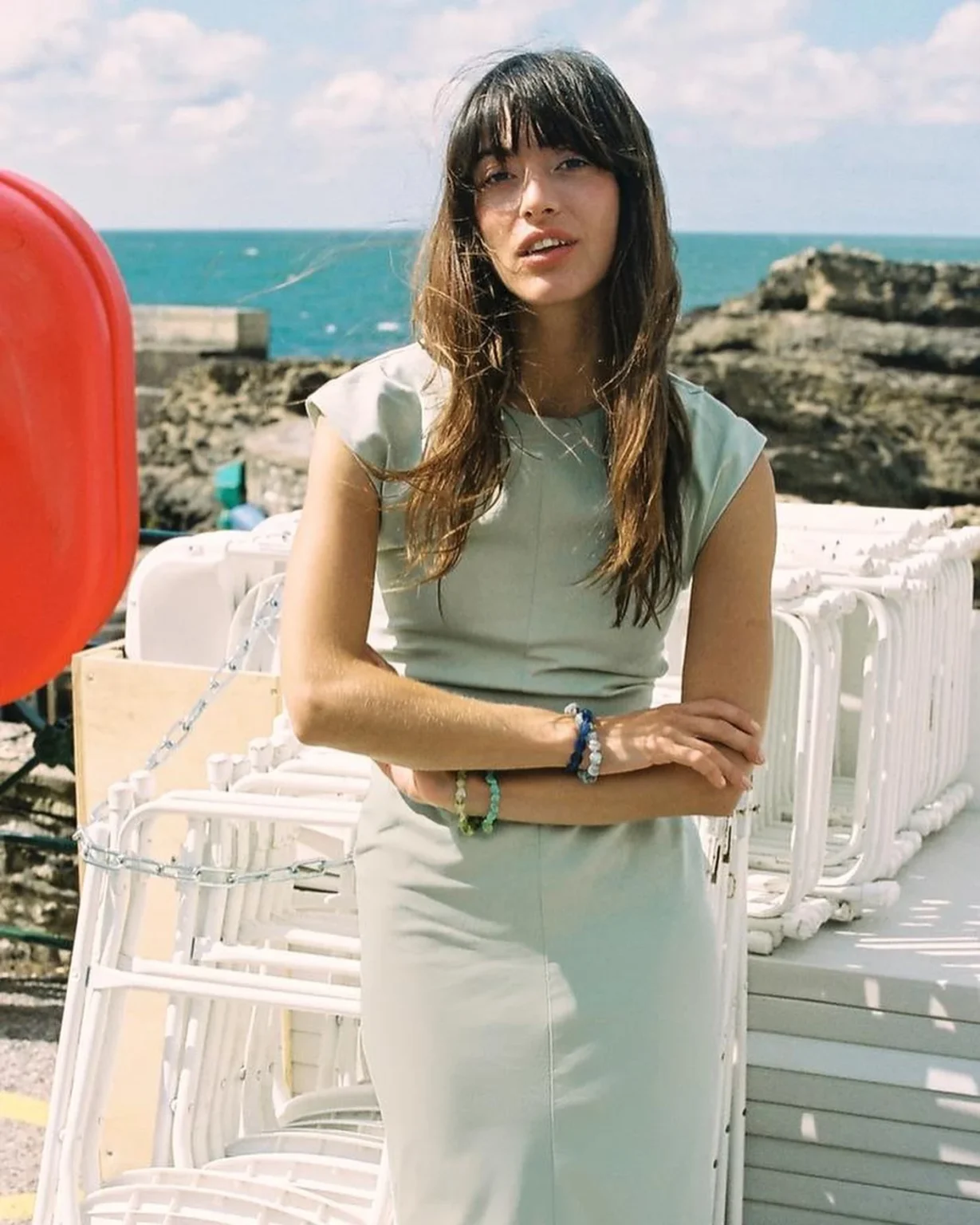 Featured image for Robe midi vert sauge Zara à manches courtes