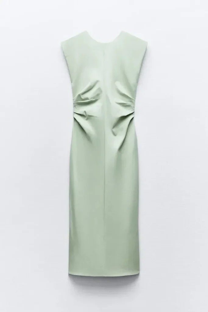 Image for Robe midi vert sauge Zara à manches courtes