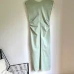 Thumbnail for Robe midi vert sauge Zara à manches courtes