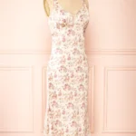 Featured thumbnail for Robe satinée rose fleuris Storia taille L