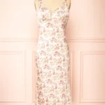 Thumbnail for Robe satinée rose fleuris Storia taille L