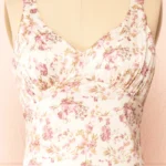 Thumbnail for Robe satinée rose fleuris Storia taille L