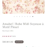 Thumbnail for Robe satinée rose fleuris Storia taille L