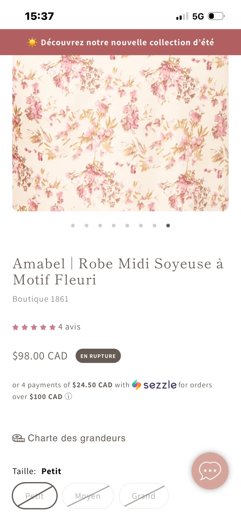 Image for Robe satinée rose fleuris Storia taille L