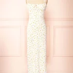 Thumbnail for Robe blanche fleuris orange taille M Glamourous