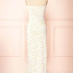 Thumbnail for Robe blanche fleuris orange taille M Glamourous