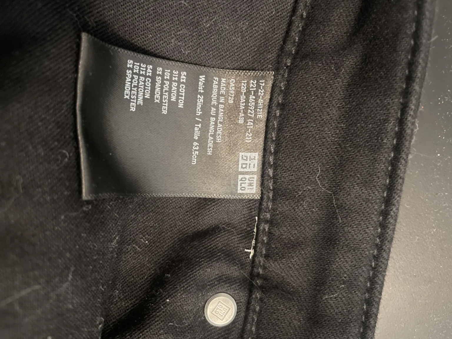 Image for Pantalon, jean noir, Uniqlo