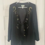 Thumbnail for Veste vintage élégante noire et dorée – 100% laine vierge