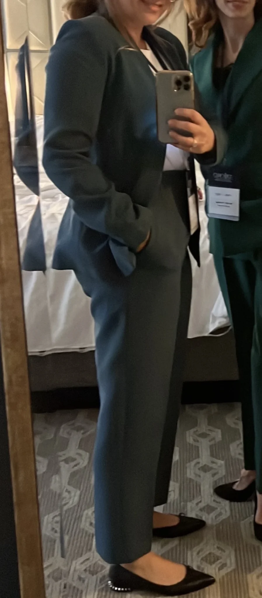 Image for Ensemble tailleur Dynamite bleu-vert (blazer + pantalon taille haute)
