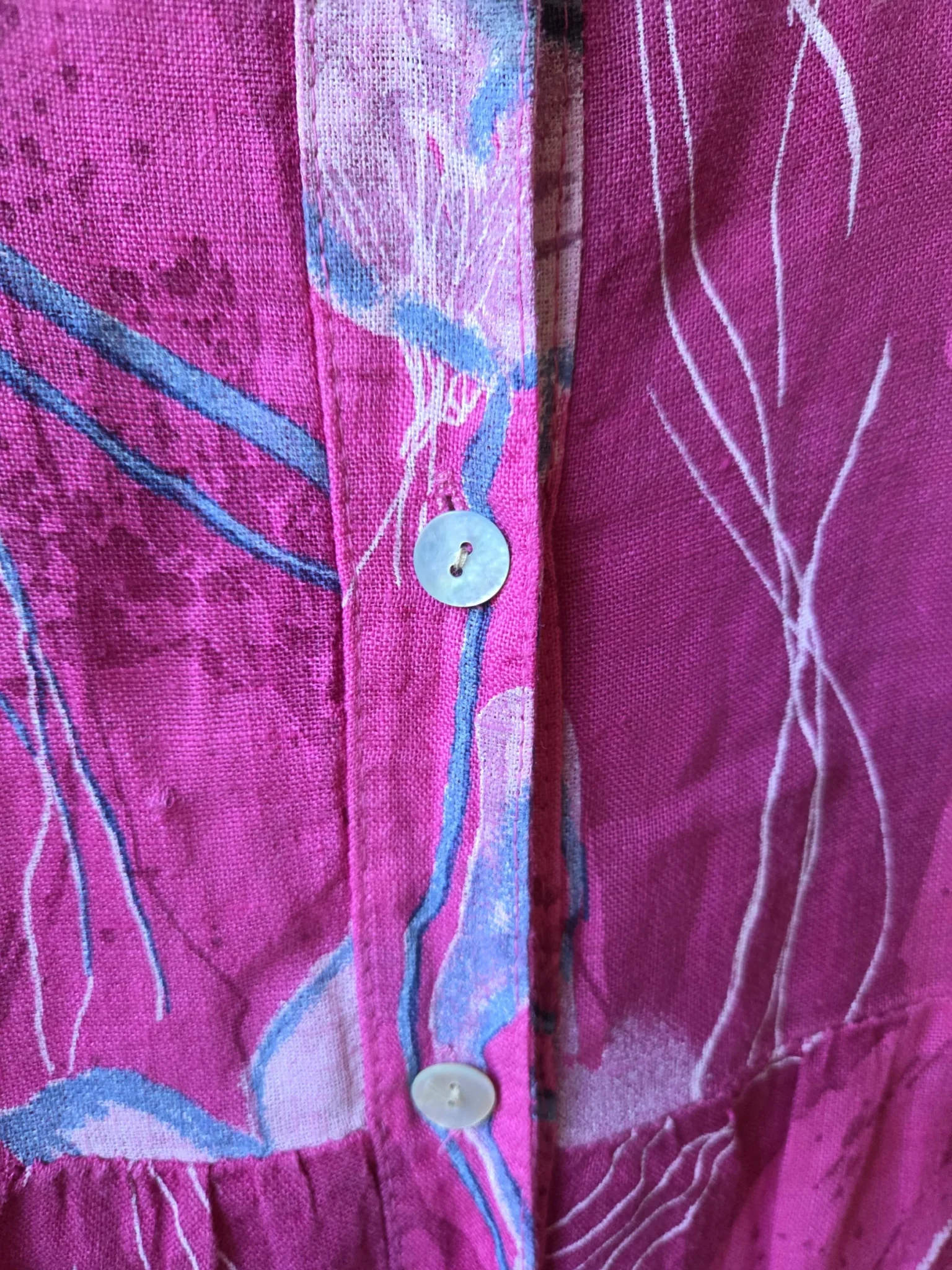 Image for Magnifique robe fuchsia 100 % lin à motif floral
