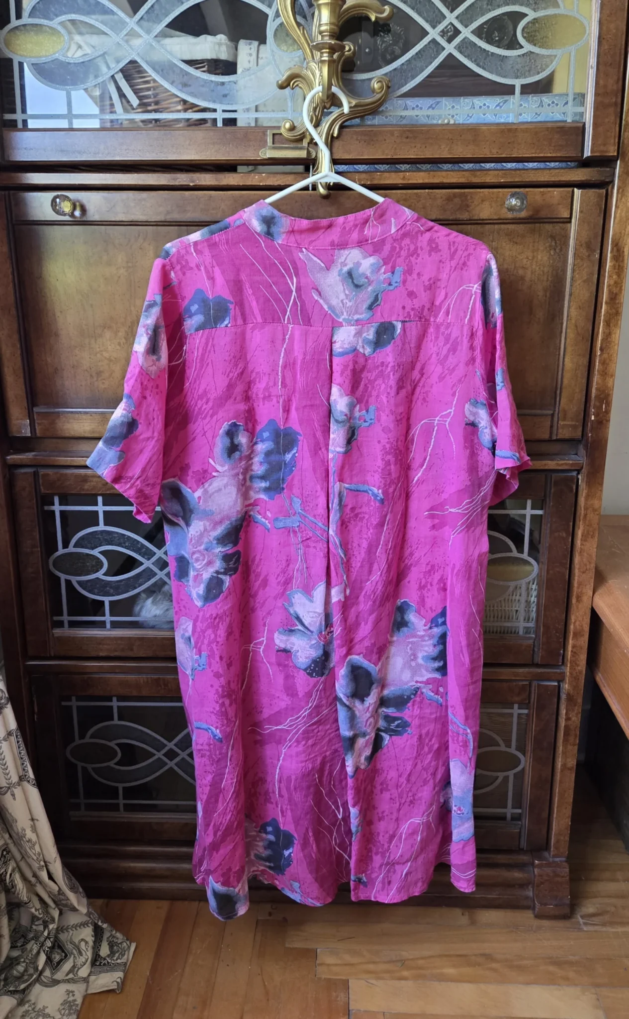 Image for Magnifique robe fuchsia 100 % lin à motif floral