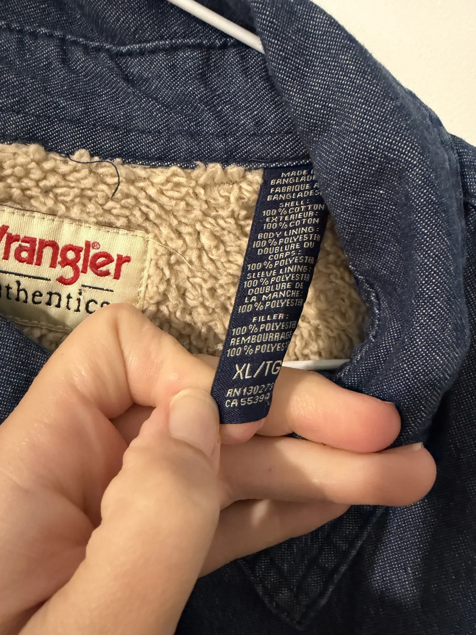 Image for Veste Wrangler pour homme doublée en sherpa épais – Bleu – XL
