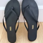Thumbnail for TKEES Black Minimalist Leather Lily Sandales