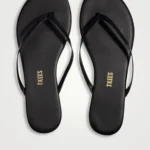 Thumbnail for TKEES Black Minimalist Leather Lily Sandales