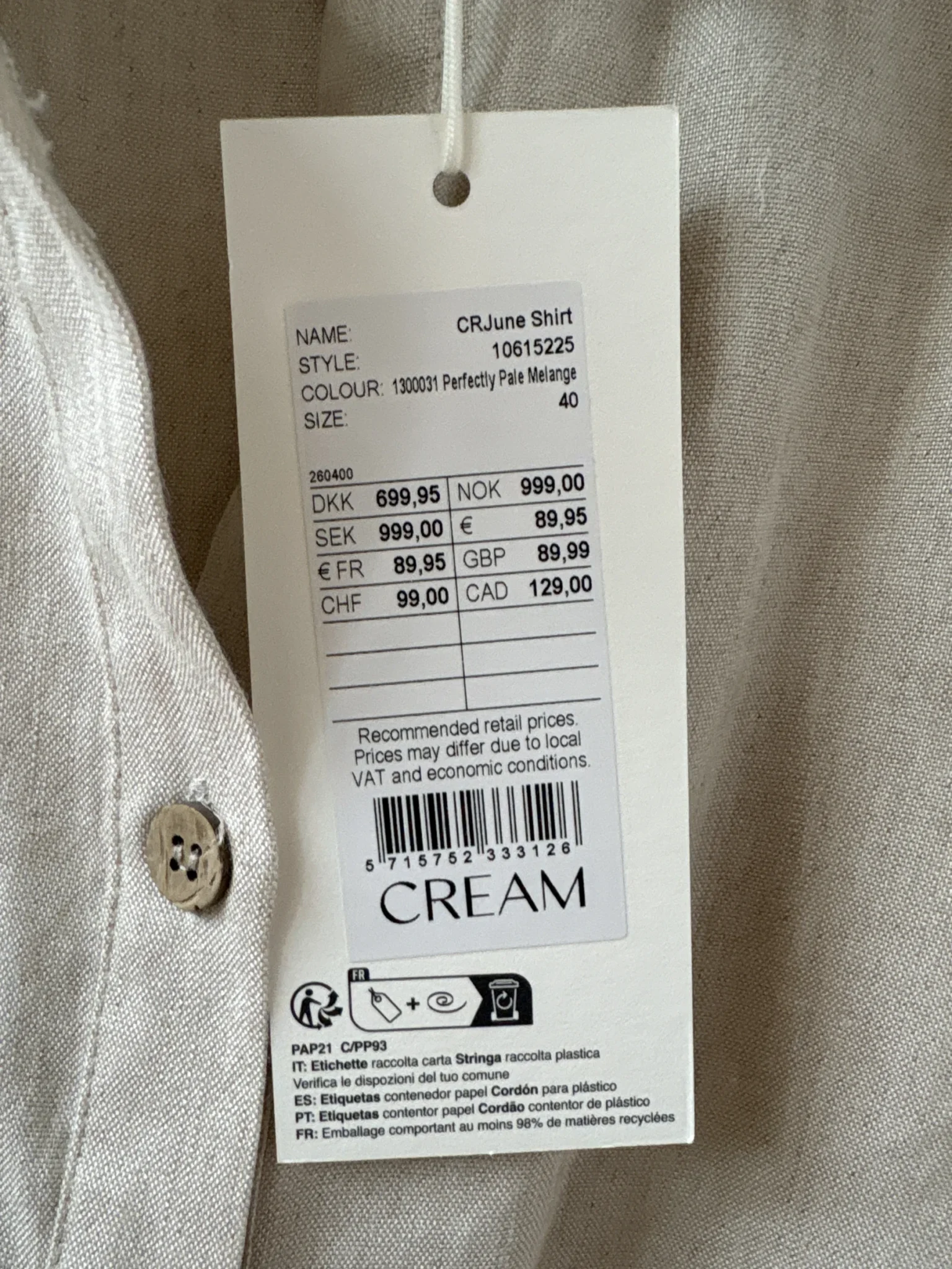 Image for Blouse Cream en lin