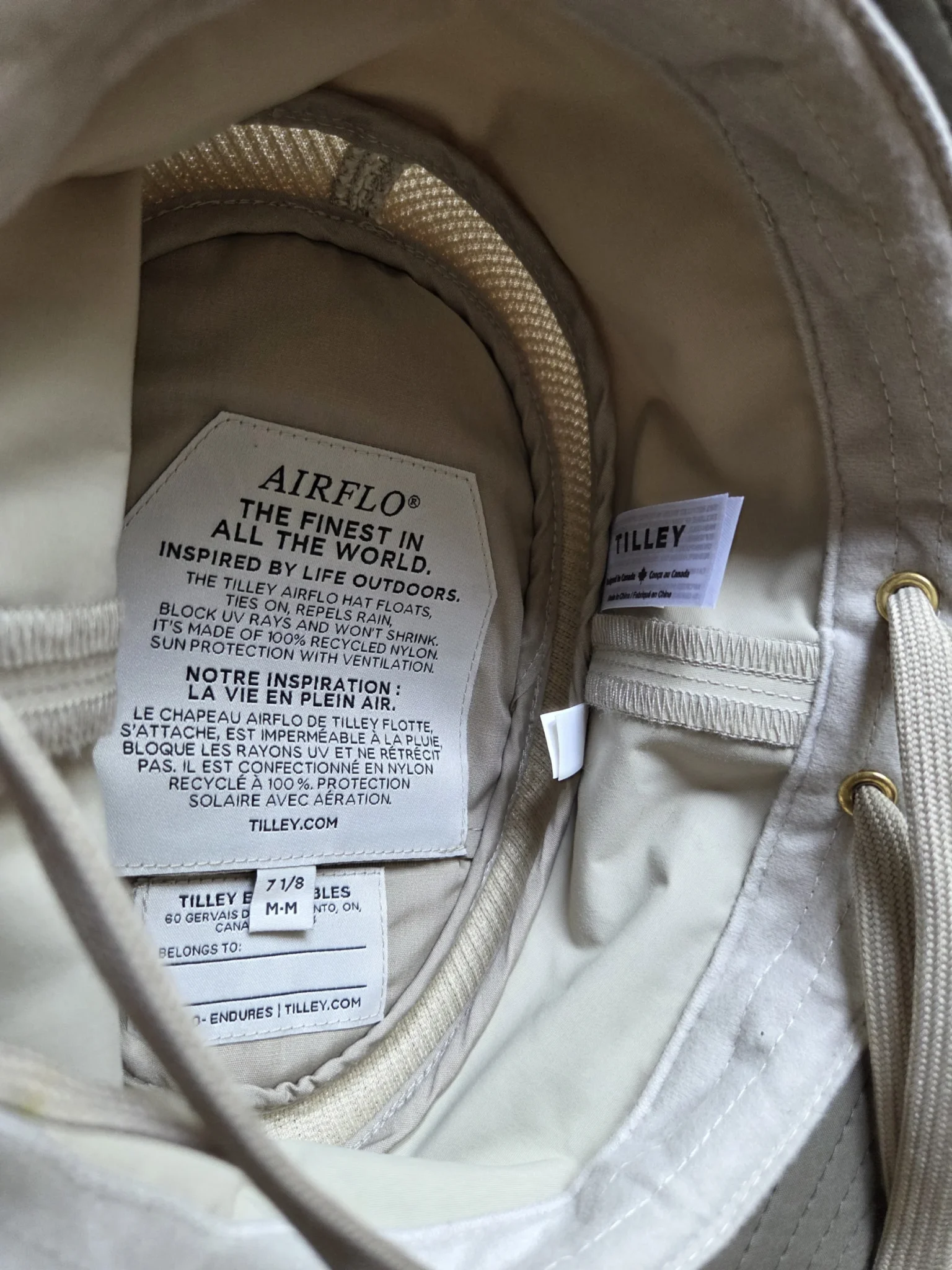Image for Unisex sun hat Tilley Airflow khaki/beige 7⅛