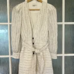 Thumbnail for Metallic striped dress with belt