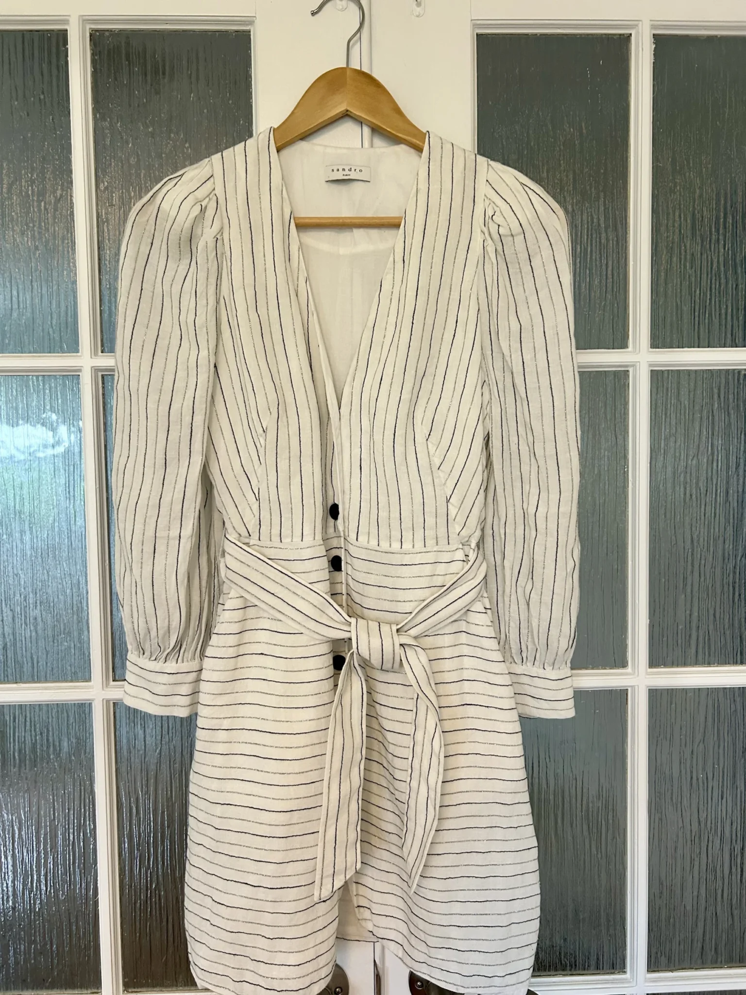 Image for Metallic striped dress with belt
