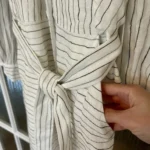 Thumbnail for Metallic striped dress with belt