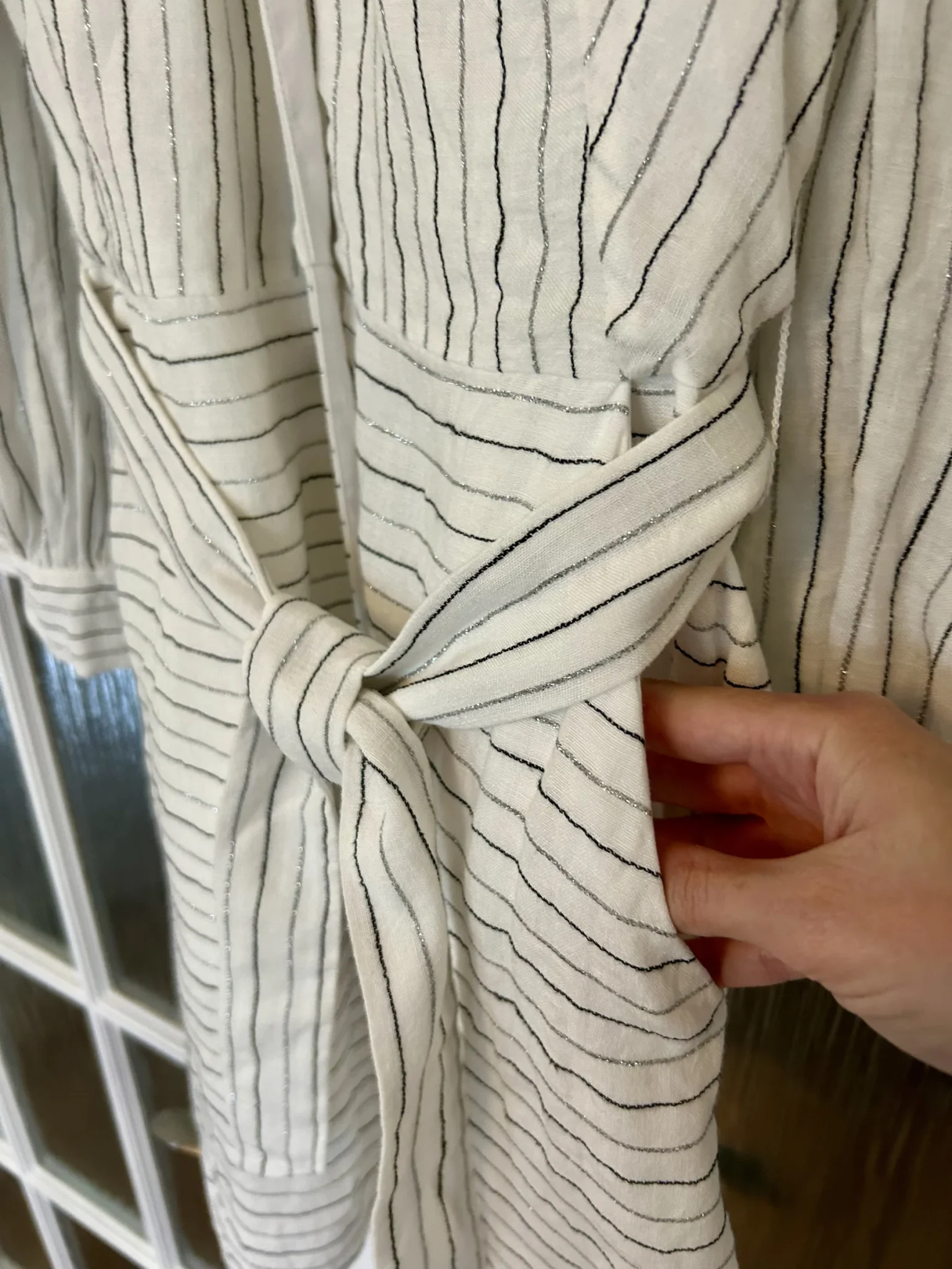 Image for Metallic striped dress with belt