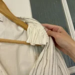 Thumbnail for Metallic striped dress with belt