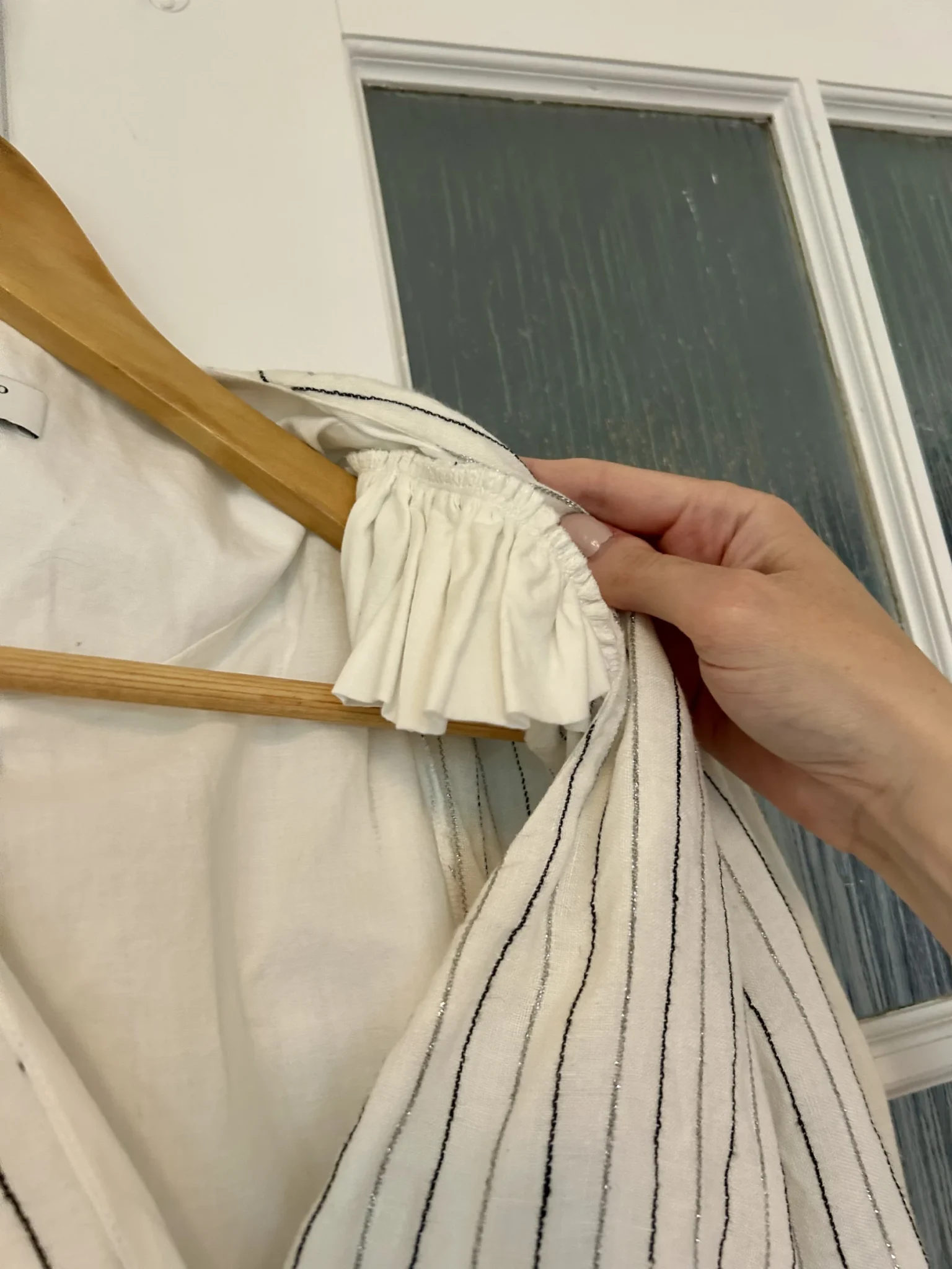Image for Metallic striped dress with belt