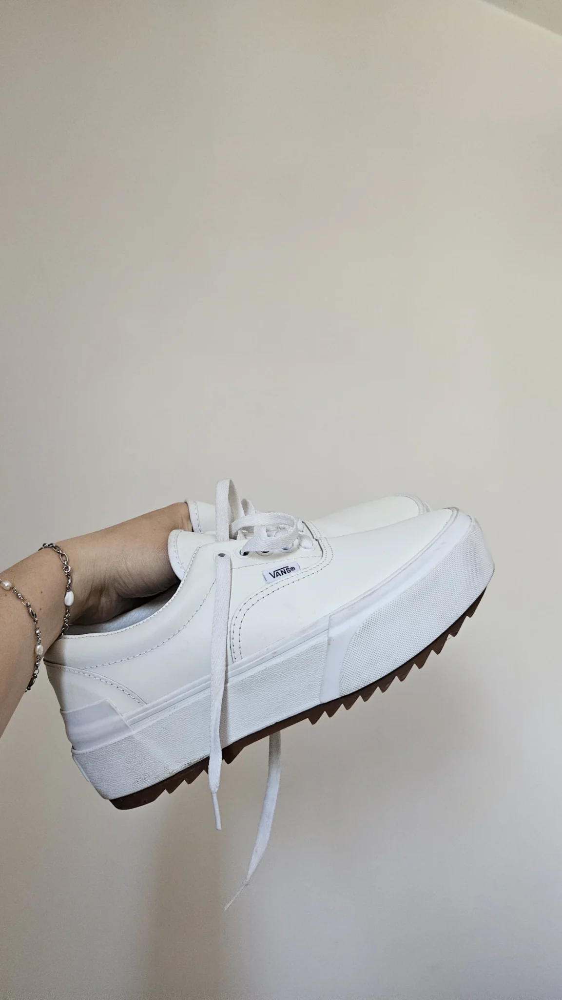 Image for *Rares - édition limitée* Vans Era plate-forme cuire vegan blanc grandeur 8