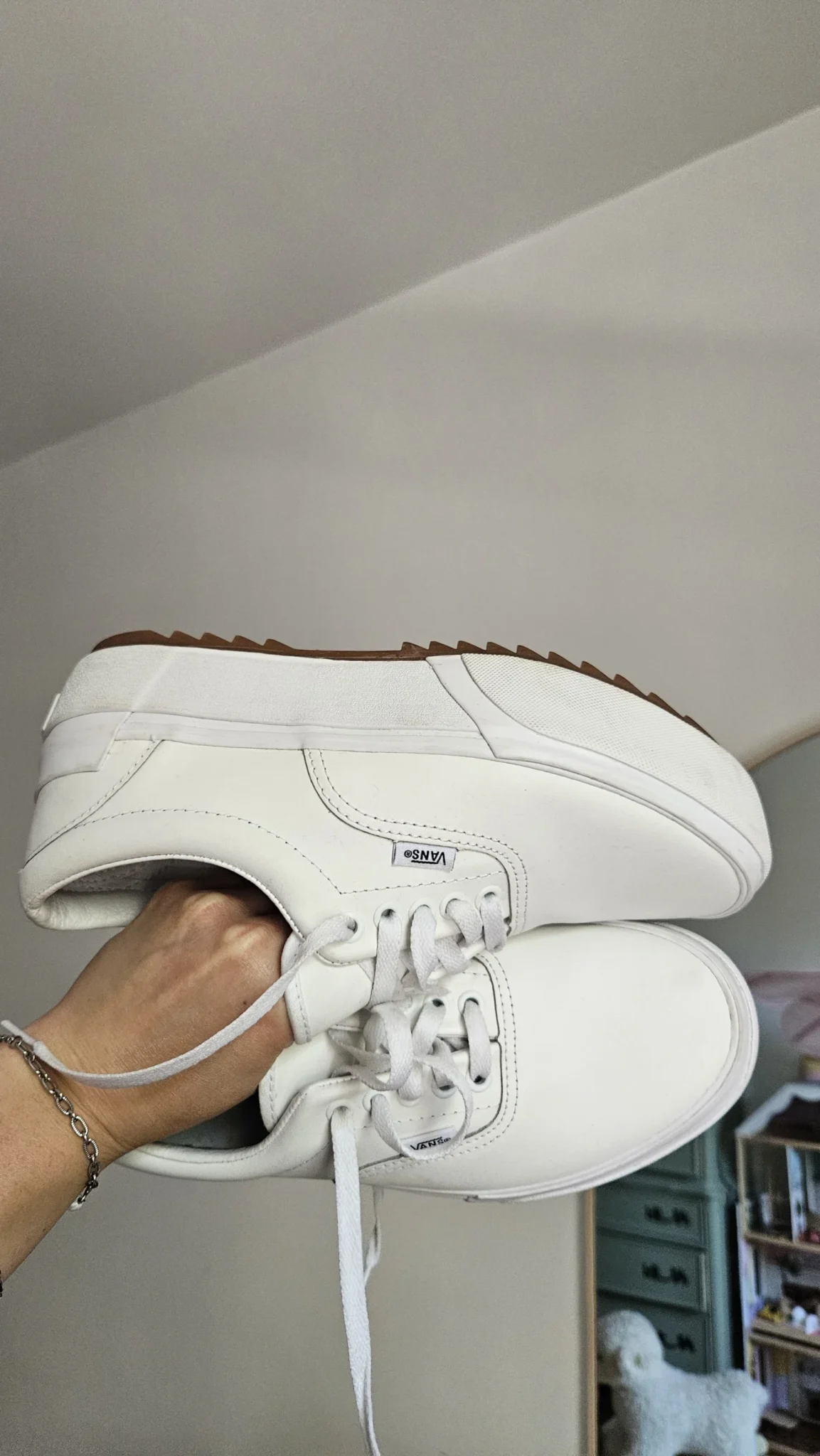 Image for *Rares - édition limitée* Vans Era plate-forme cuire vegan blanc grandeur 8