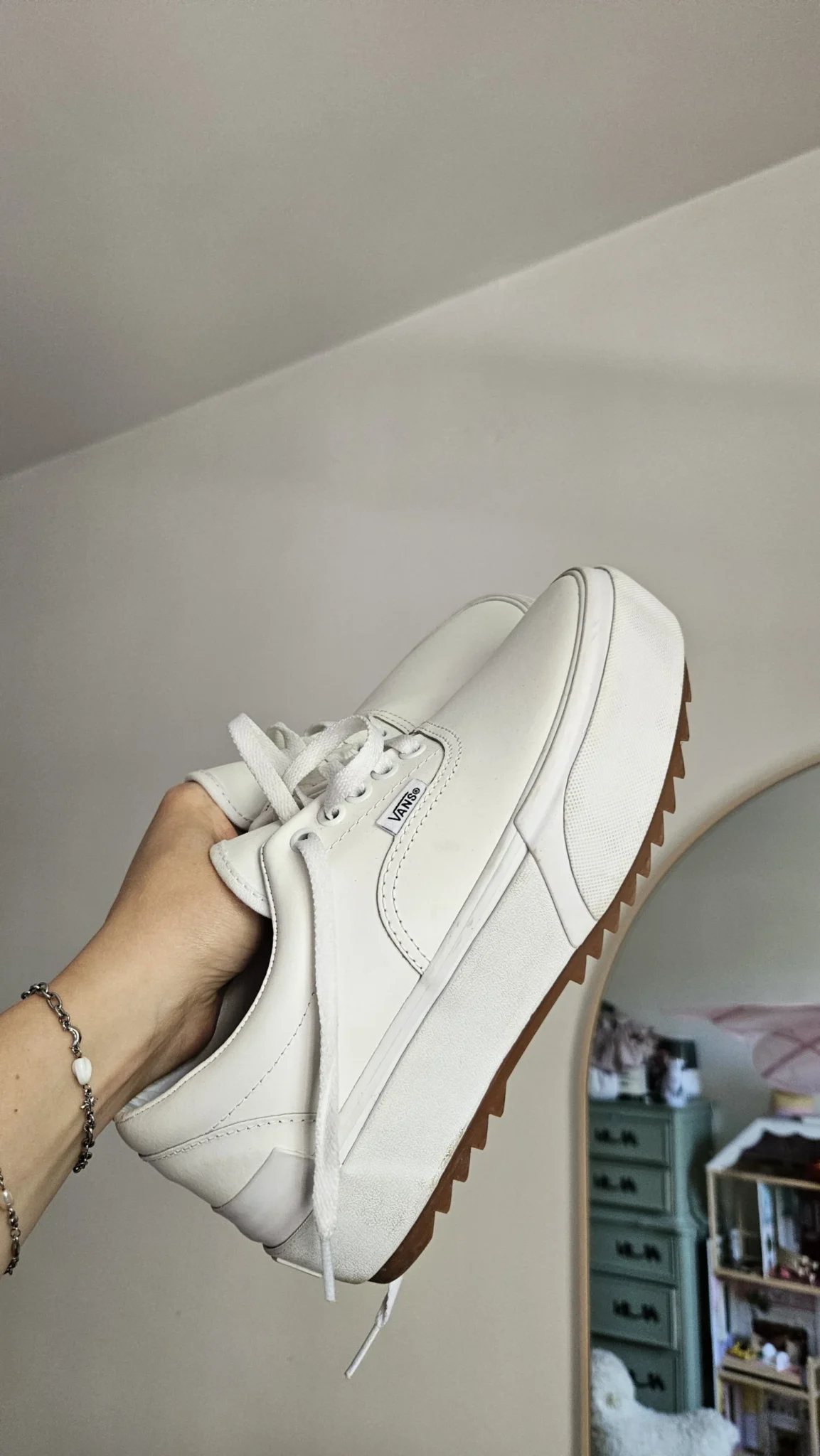 Image for *Rares - édition limitée* Vans Era plate-forme cuire vegan blanc grandeur 8