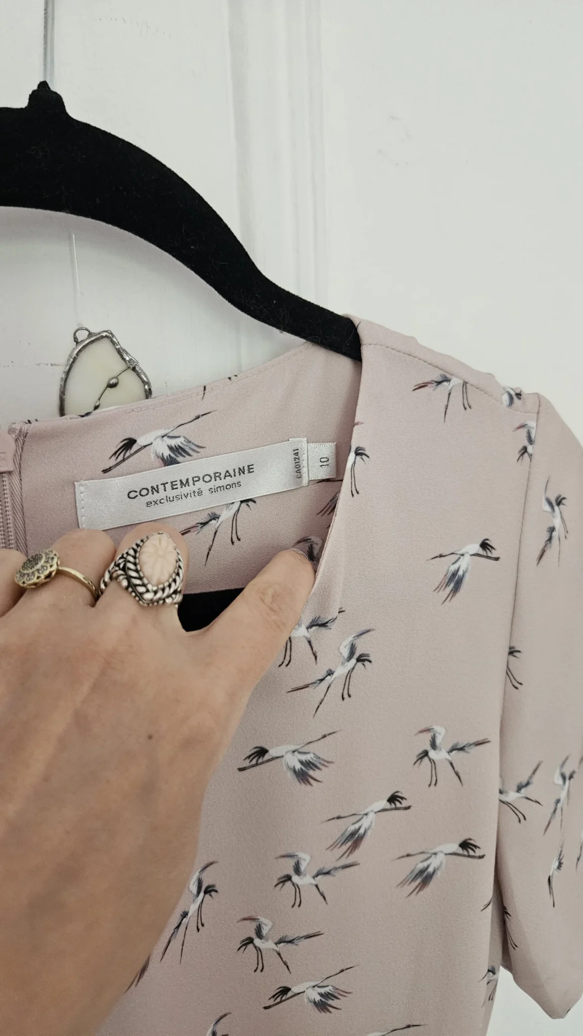 Image for Robe oiseaux rose Contemporain Simons mi-longue