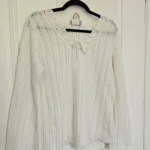 Featured thumbnail for *Made in Canada* White mid-season boho knit jumper *vintage*.