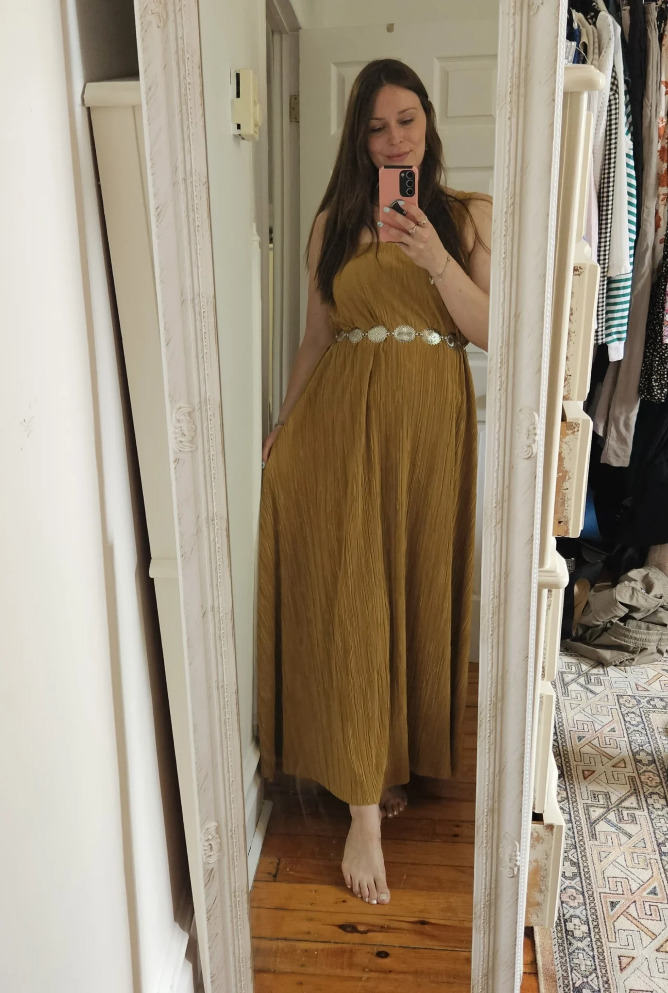 Featured image for Robe jaune/doré maxi designer Faunes fait à Montréal