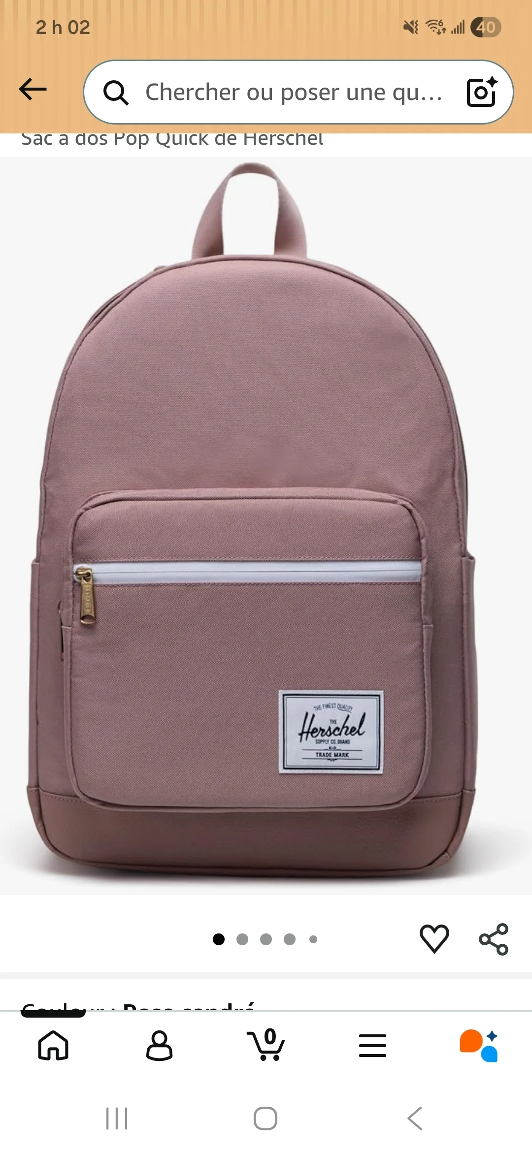 Sac Herschel Dusty rose Herschel seconde main