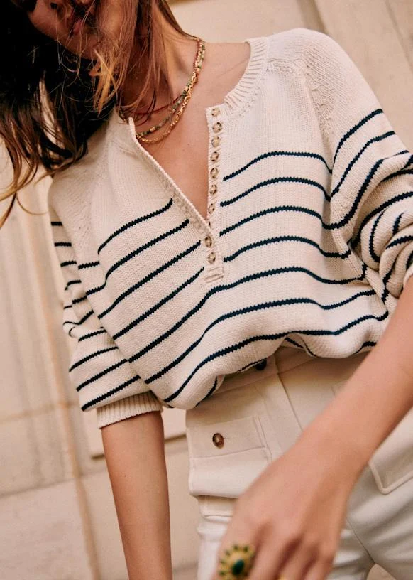 Image for Pull Léontine de Sézane écru et marine