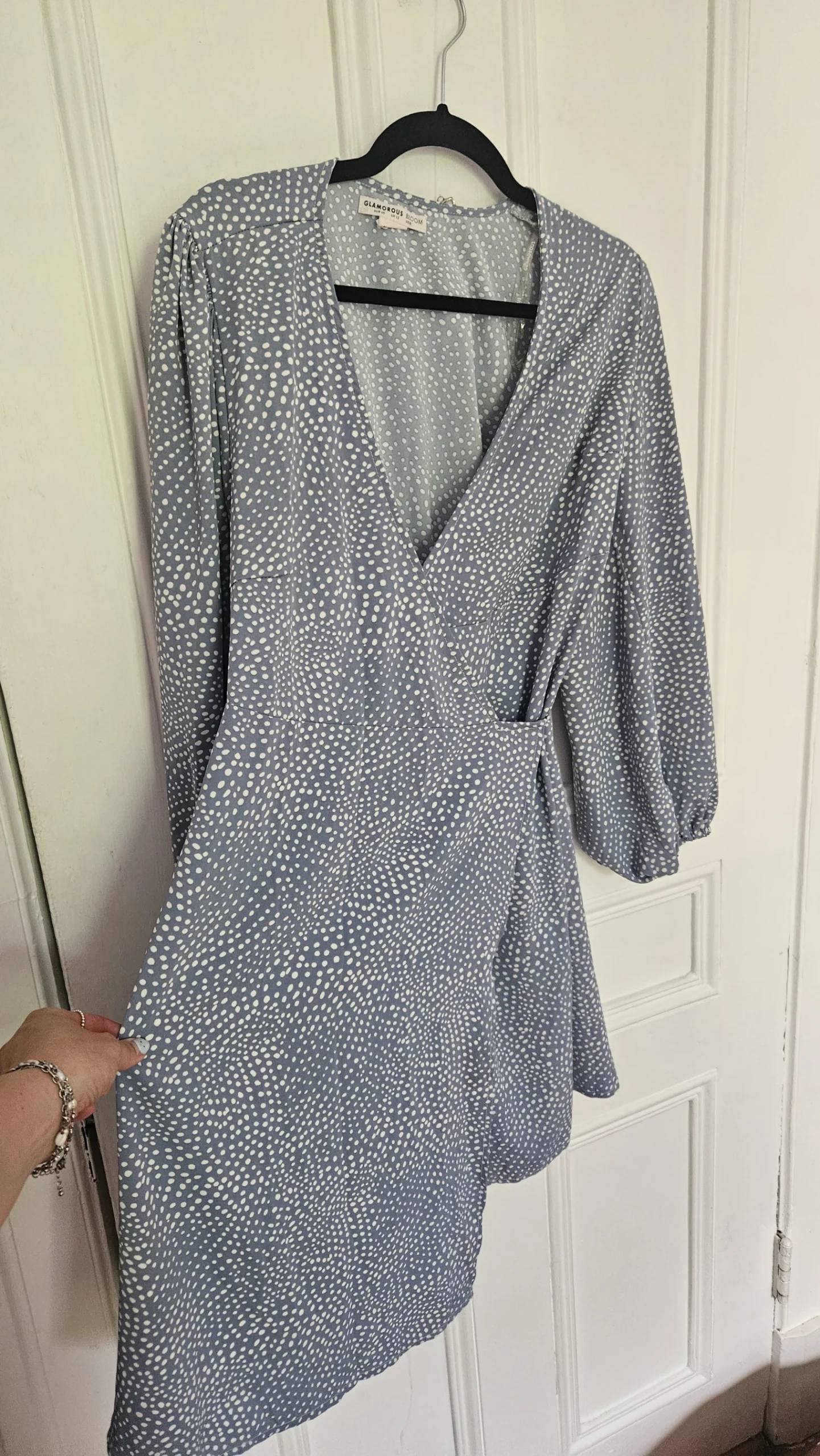 Robe bleu à pois manches ballon marque ASOS Glamorous Bloom grandeur 8 ASOS seconde main