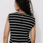 Thumbnail for Robe marinière noire et blanche